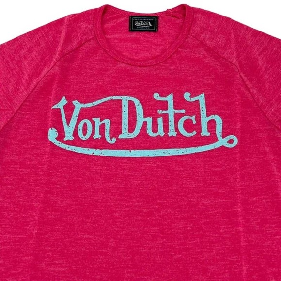 Von Dutch Women's Baby Tee T-Shirt Pink Size L Large Y2K 2000s - Picture 3 of 10